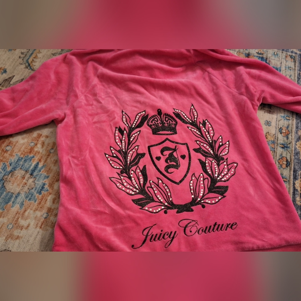 Juicy Couture Pink Velour Jacket with Crest Vintage